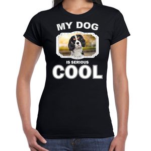 Spaniels honden t-shirt my dog is serious cool zwart voor dames