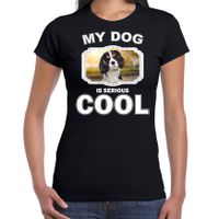 Spaniels honden t-shirt my dog is serious cool zwart voor dames - thumbnail