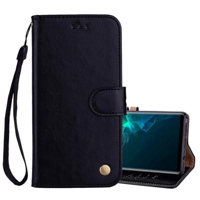 Zakelijke stijl olie Wax textuur horizontale Flip lederen draagtas met houder & kaartsleuven & portemonnee voor Galaxy Note9(Black)