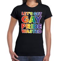 Lets get gay pride wasted gay pride t-shirt zwart voor dames - thumbnail