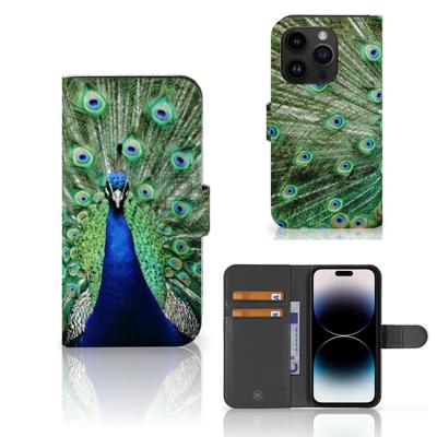 iPhone 15 Pro | Telefoonhoesje | Met pasjeshouder | Pauw
