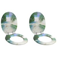 Zachte sluit toiletbril 2 pcs Groen 44 x 38 cm MDF-plaat