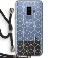 Zwart-witte kubussen: Samsung Galaxy S9 Plus Transparant Hoesje met koord