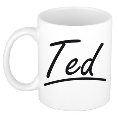 Naam cadeau mok / beker Ted met sierlijke letters 300 ml