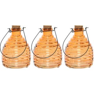 3x Wespenvangers/wespenvallen oranje 17 cm van glas