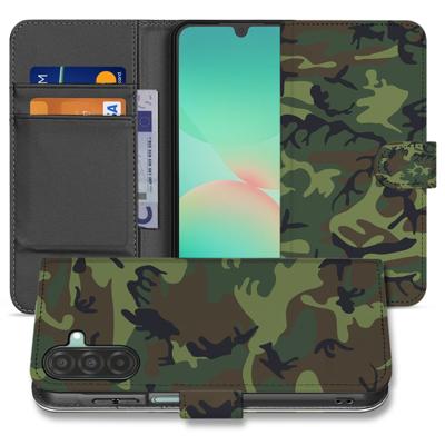 Samsung Galaxy A17 Boekhoesje Camouflage Army Dark Met Pasjes