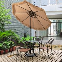 Rieten Tiki Parasol Hawaiian Stijl Terras Strandparasol met 8 Baleinen Kantelverstelling Handmatige Slingersysteem/Strand Binnenplaats