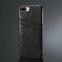 Fierre Shann Retro olie Wax textuur PU lederen Case voor iPhone 8 Plus & 7 Plus met de kaart Slots(Black)