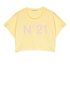 Nº21 Kids t-shirt crop à logo imprimé - Jaune