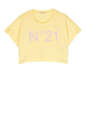 Nº21 Kids t-shirt crop à logo imprimé - Jaune