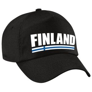 Finland supporter pet / cap zwart kinderen