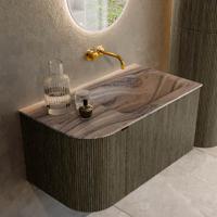 Badmeubel Mondiaz Kurve-Dlux | 85 cm | Meubelkleur Shadow | Wastafelkleur Sombra | Solid surface | Wasbak rechter zijde spoelbak | Zonder kraangat(en) Badmeubel Mondiaz Kurve-Dlux | 85 cm | Meubelkleur Shadow | Wastafelkleur Sombra | Solid surface | Wasbak rechter zijde spoelbak | Zonder kraangat(en)