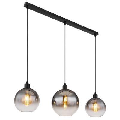Globo Zwarte hanglampNewcastle bol smoke glas 3-lichts - 58227-3HB