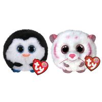 Ty - Knuffel - Teeny Puffies - Waddles Penguin & Tabor Tiger