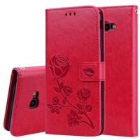 Rose reliëf horizontaal flip PU lederen Case voor Samsung Galaxy J4 Plus, met houder & kaartsleuven & portemonnee (rood)