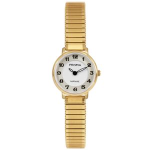 Prisma P.1844 Horloge rekband staal goudkleurig-wit 23 mm