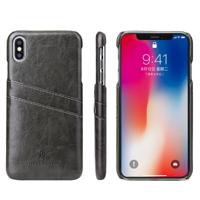 Fierre Shann Retro olie Wax textuur PU lederen Case voor iPhone XS Max met de kaart Slots(Black)