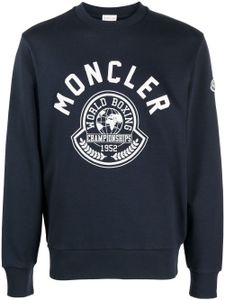 Moncler sweat en coton mélangé à logo imprimé - Bleu