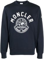 Moncler sweat en coton mélangé à logo imprimé - Bleu - thumbnail