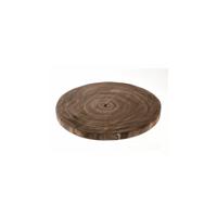 Kaarsenbord/decoratie dienblad - houten boomschijf donker - D26 x H3 cm - rond - tafeldecoratie scha