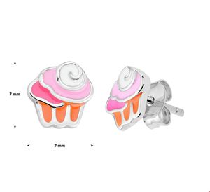 TFT Oorknoppen Cupcake Zilver Gerhodineerd Glanzend 7 mm x 7 mm