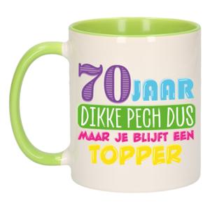 Verjaardag cadeau mok 70 jaar - groen - dikke pech dus - 300 ml - Keramiek