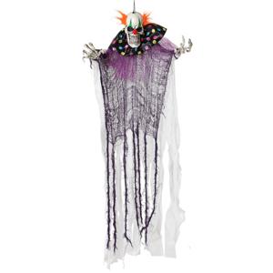 Halloween/horror thema hang decoratie horror clown - met LED licht - enge/griezelige pop - 120 cm