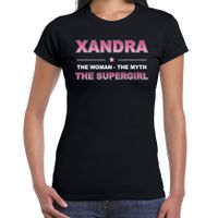 Naam cadeau t-shirt / shirt Xandra - the supergirl zwart voor dames