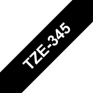Brother Label tapecassette TZE-345 printlint 18 mm, wit op zwart