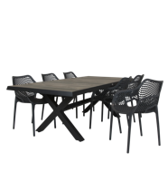 Qopps Admiral tafel 224 x 104 Antraciet met Air XL tuinstoel