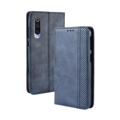 Magnetische Buckle retro textuur horizontale Flip lederen case voor Xiaomi mi 9 met houder & kaartsleuven & portemonnee (blauw)