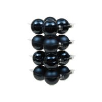 16x stuks glazen kerstballen donkerblauw 8 cm mat/glans - thumbnail