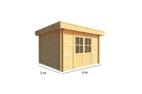 Tuinhuisje Blokhut Lisa 400 cm bij 300 cm diep Plat dak - Warentuin collection