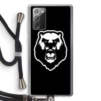 Angry Bear (black): Samsung Galaxy Note 20 / Note 20 5G Transparant Hoesje met koord