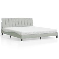 Bed met matras "Hanko" fluweel lichtgrijs 180x200 cm