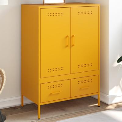 Hoge kast 68x39x101,5 cm staal mosterdgeel