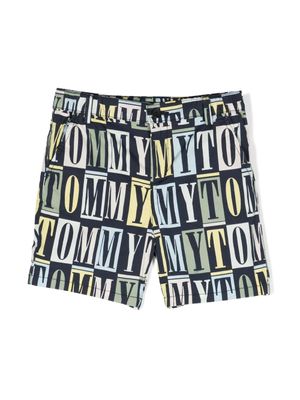 Tommy Hilfiger Junior short en coton à logo imprimé - Bleu