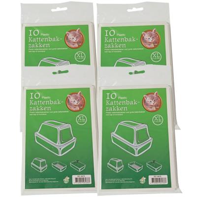 Kattenbak afvalzakken - 40x stuks - wit - 51 x 20 x 46 cm - plastic - kattenbakzakken