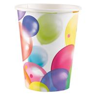 Feest wegwerp bekertjes - 8x stuks - 250 ml - karton - ballonnen opdruk