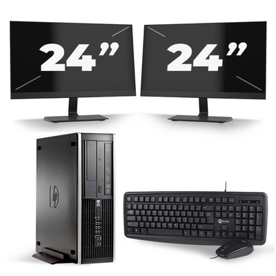 HP Compaq 8100 Elite SFF - Intel Core i5-1e Generatie - 8GB RAM - 256GB SSD - Windows 10 + 2x 24 inch Monitor