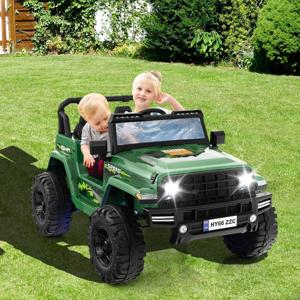 24V 2-zits Kinder Elektrische Auto met Afstandsbediening & Muziek & Toeter & LED-verlichting Kinderauto Groen
