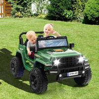 24V 2-zits Kinder Elektrische Auto met Afstandsbediening & Muziek & Toeter & LED-verlichting Kinderauto Groen