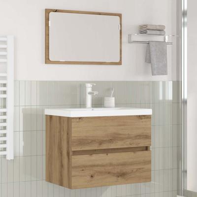 Badkamermeubelset 3 pcs Zwart eiken 60 x 38.5 x 45 cm