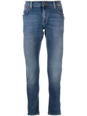Nudie Jeans jean droit à patch logo - Bleu
