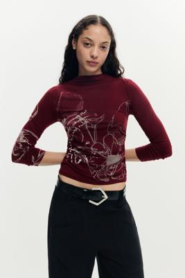 Bedrukte longsleeve t-shirt - RED - XL