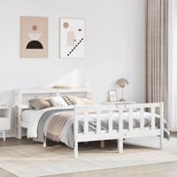Bedframe zonder matras massief grenenhout wit 140x200 cm
