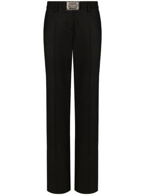 Dolce & Gabbana pantalon droit à plaque logo - Noir
