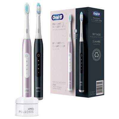 Braun Oral-B Pulsonic Slim Luxe 4900 rose gold/matte black Oral B Elektrische tandenborstel Sonisch Rozenkwarts, Zwart