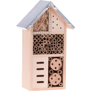 Insectenhotel huisje met metalen dak 25 cm