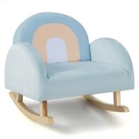 Pluche Kinderschommelstoel met Comfortabele Rugleuning & Armleuningen Houten Schommelstoel voor Kinderen 0-5 Jaar